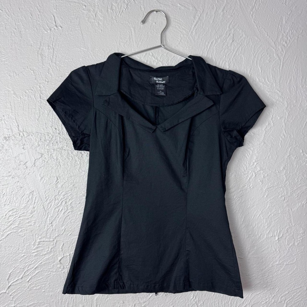 Hot Topic 2014 Teenage Runway Black Blouse - Mall Goth Pinup Top XS